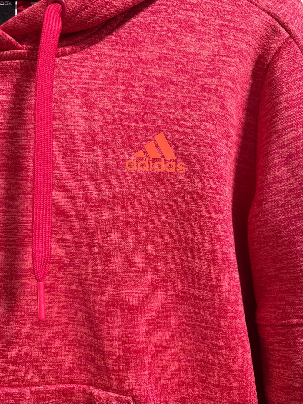 adidas Red Heather Pullover Hoodie for Women - Picture 3 of 6